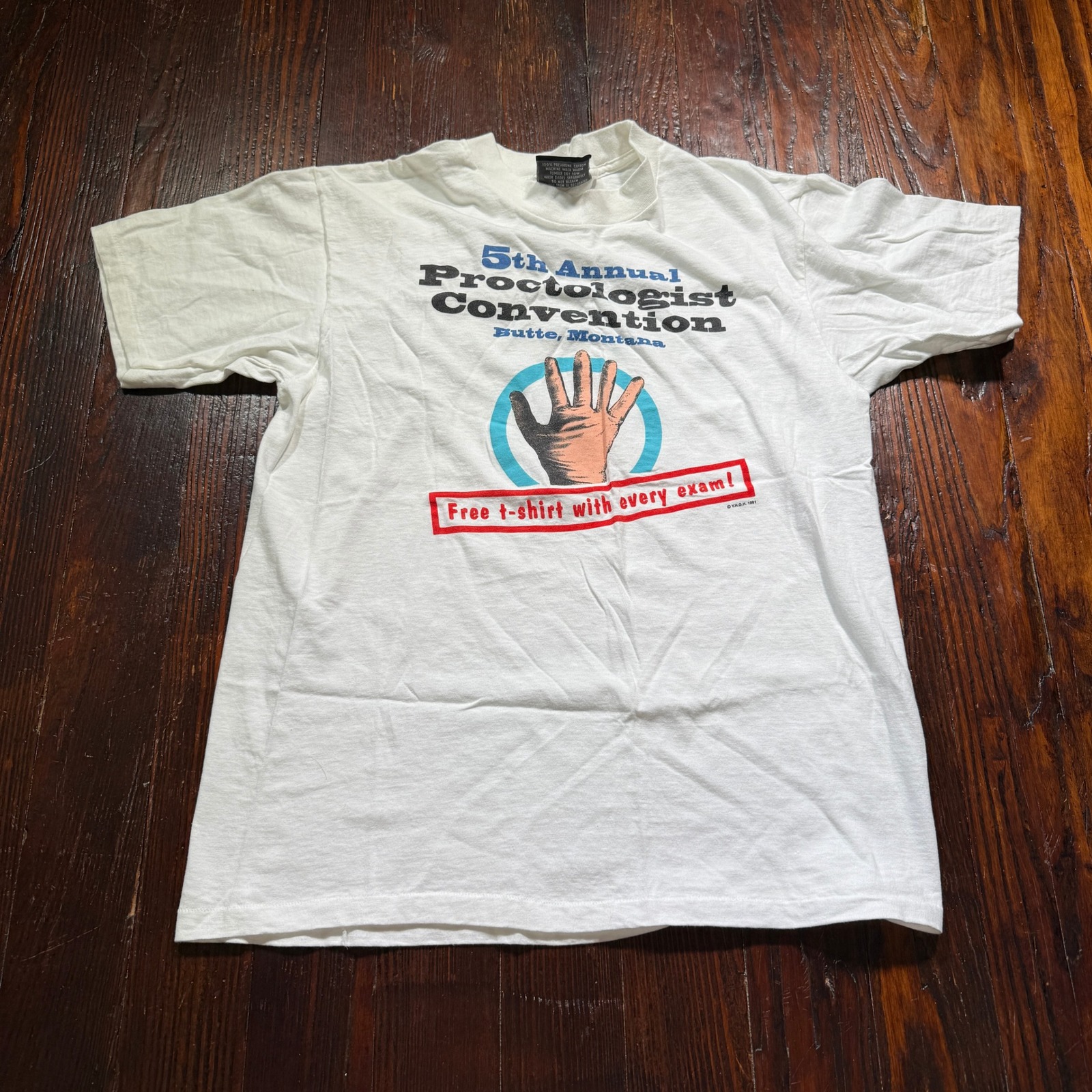Vintage 1991 Proctologist Shirt Mens L White Convention Joke Funny Single Stitch